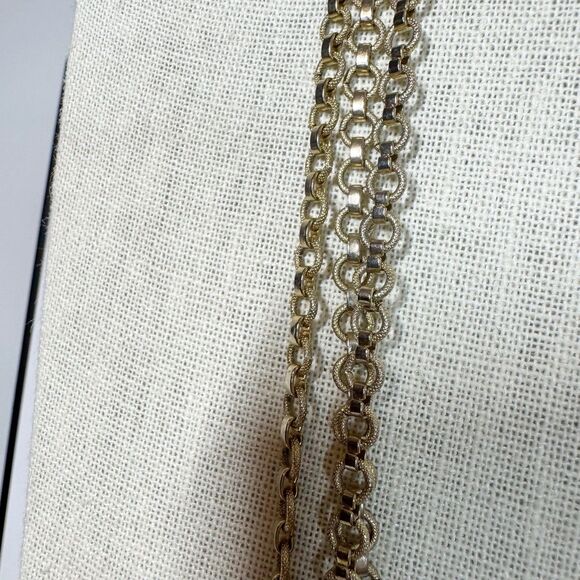 Vintage Rope Length Long Unique Chains Necklace Book Chain Chunky 88” Gold Tone - Picture 4 of 8